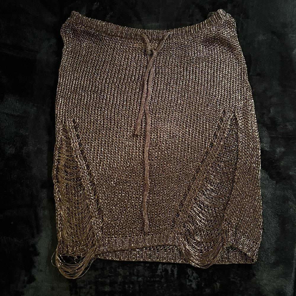 Super sexy semi seethrough metallic grey skirt